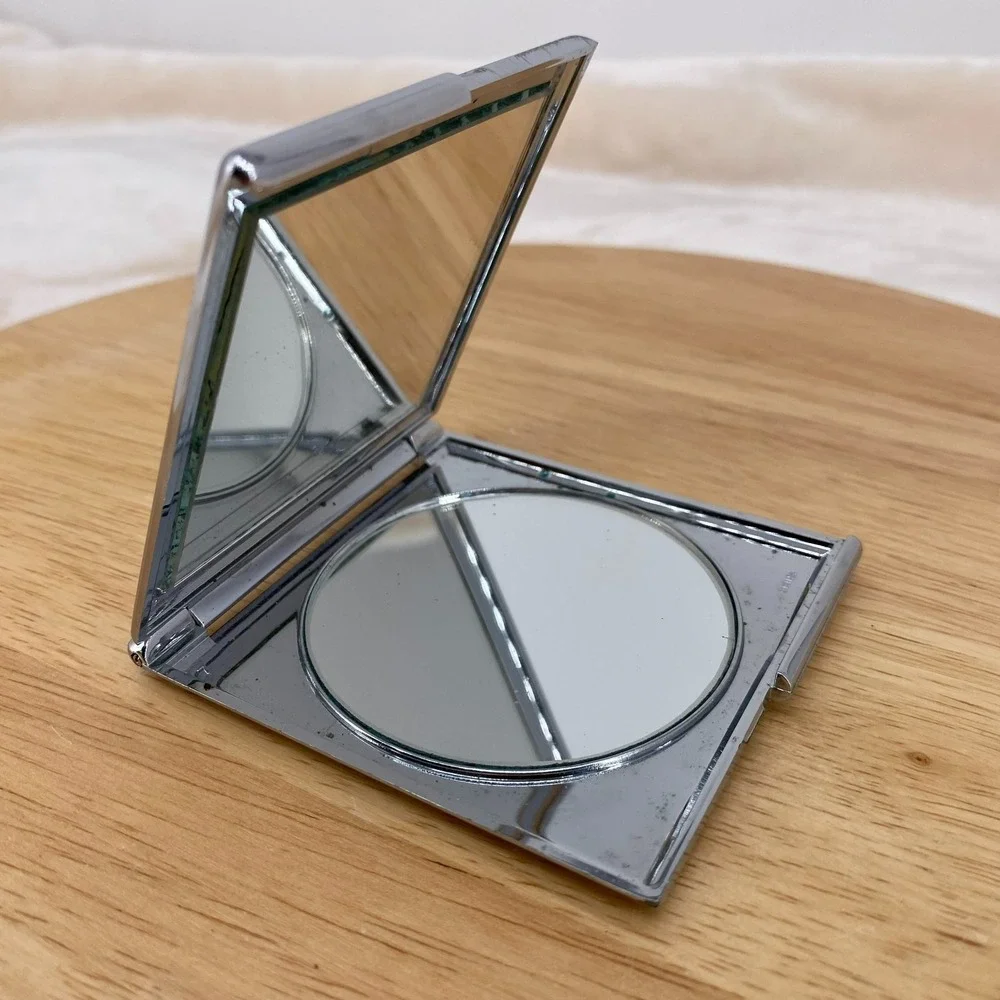 Vintage Mary Kay Compact Double Mirror Silver Tone Square Collectible Vanity